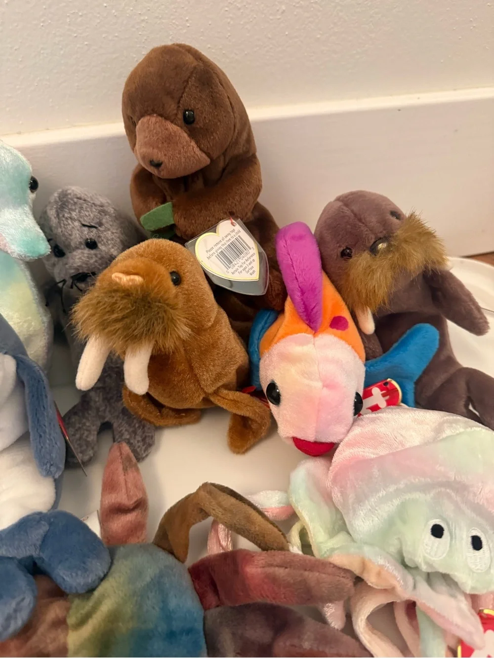 NWT Vintage Ty Beanie Babies Bundle of (11) Sealife Ocean Animals Bean Bag Plush